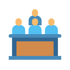 Flat icon illustration of a small team meeting conference
