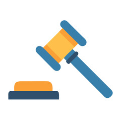 Gavel and Striking Block in Flat Graphic Style Art