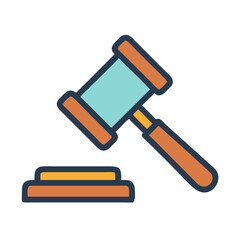 Stylized Gavel Icon Isolated on Black Background Illustration