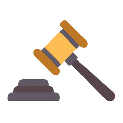 Flat illustration of a judge's gavel and sounding block