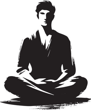Serene seated figure in sumi-e style, showcasing minimalist brus