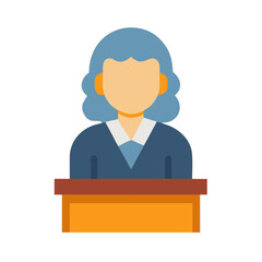 Obraz premium Flat vector illustration of a judge in court