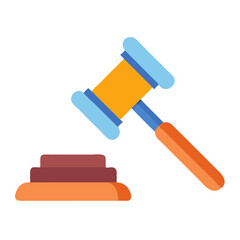 Stylized gavel and stand symbolizing justice, law, judgment
