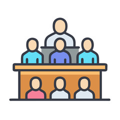 Illustration of Jury in Courtroom, Depicting Justice System Concept