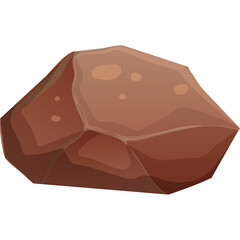 A Detailed Illustration of a Reddish Brown Polygonal Rock with Subtle Texture and Shadows Against a Transparent Background