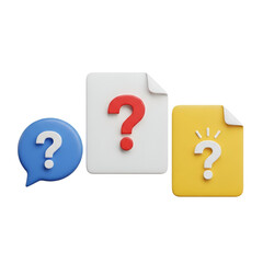 3d icon of question mark symbols and icons isolated on transparent background