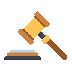 Flat illustration of gavel and sounding block on black