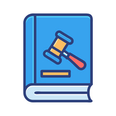 Law book icon with gavel, justice and legal