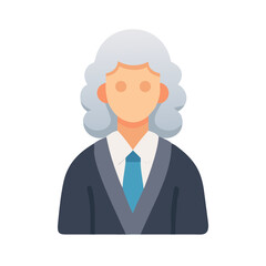 Flat style lawyer illustration with wig and formal attire