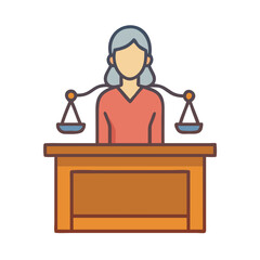 Illustration of a female judge with scales of justice