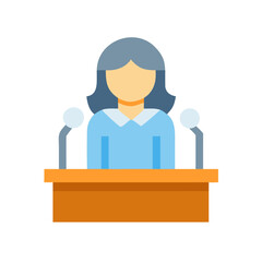 Flat Illustration of Woman Giving a Speech at Podium