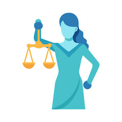 Flat image of woman holding scales of justice