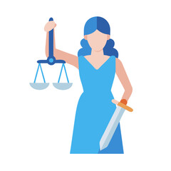 Lady Justice Flat Design with Scales and Sword