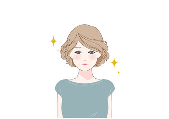 姿勢の良い中高年女性上半身ミント