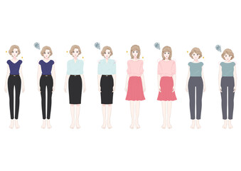 姿勢改善ビフォーアフター女性フルボディ比較セット