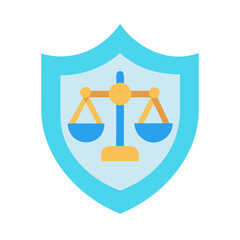 Scales of justice on a shield legal protection symbol