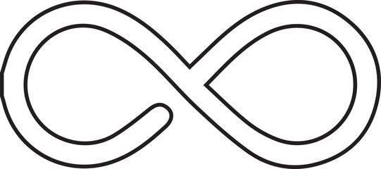 Minimalist Infinity Symbol Design: Double Loop Mobius Strip Concept with Endless Loop Illustration on Transparent Background