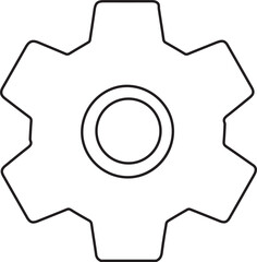 Obraz premium Cogwheel Outline Icon Illustration: Engineering Gear Symbol, Mechanical Settings Pictogram, Mechanism Configuration Line Art Graphic in Technical Drawing Style