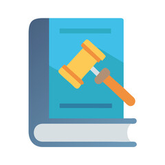 Law book with gavel illustration on a black background