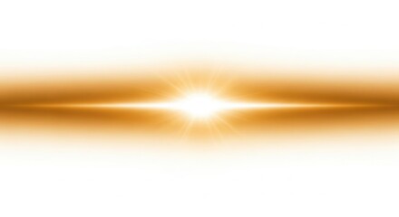 Bright Golden Horizontal Lens Flare Light Effect Isolated Graphic Element isolated on Transparent Background