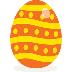 A Festive Orange and Yellow Striped Easter Egg with Polka Dot Pattern Isolated on a Transparent Background