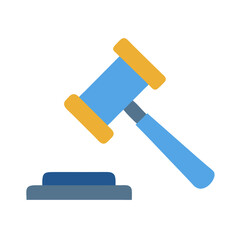 Gavel of justice with striking block on black background