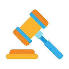 Isolated minimalist style illustration of a gavel on black background