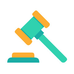 Simple flat illustration of a gavel against black background