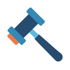 Stylized blue and orange gavel flat design illustration