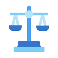 Stylized Justice Scales Icon in Blues on Black Backdrop