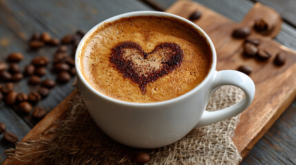 Fototapeta premium CoffeeCupWithHeartDesign