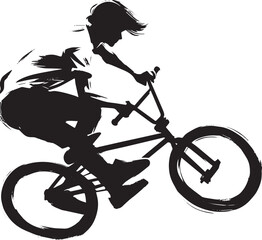 Fototapeta premium Dynamic BMX Freestyle Artist Sketch: Action Sport, Rider Silhoue