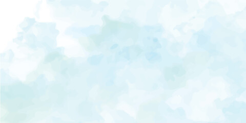 Clouds and sky watercolor vector hand drawn vector illustration. Abstract blue winter watercolor background. Sky pattern with snow. Light blue watercolour paper texture background.	