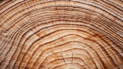Fototapeta premium Macro closeup of natural wooden tree trunk cross section texture with annual rings pattern