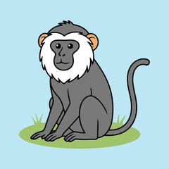 Cute Lion-tailed Macaque — Endemic Wildlife of India | Flat Vector Illustration