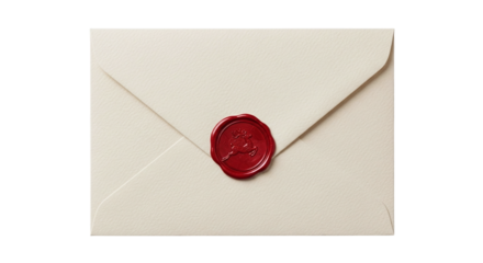 Envelope sealed with red wax isolated on transparent background, conveying a sense of confidentiality, importance, and traditional communication