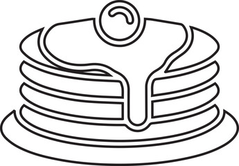 Pancakes Vector Illustration Stack of Delicious Flapjacks Syrup Drizzled Breakfast Food Sweet Treat Line Art Design Ready to Use