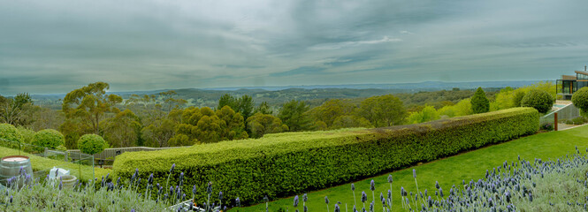 Panoramic view of Adelaide hills from Mount Lofty.