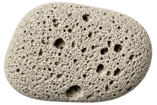 Natural porous pumice stone for exfoliation and skin care on a transparent background