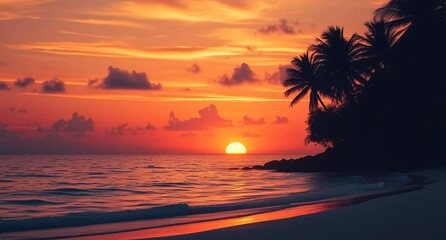 sunset over the beach