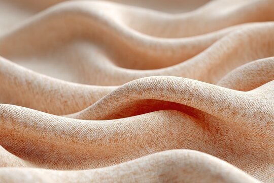 Macro Close Up Of Wrinkled Light Peach Fabric Surface With Subtle Texture And Cinematic Lighting