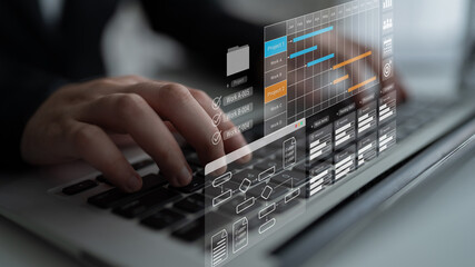 Gantt chart displaying project timelines, task progress, and workflow management in a business...