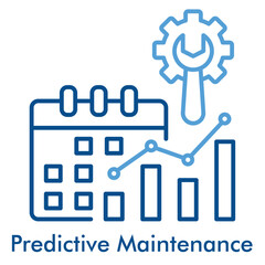 Predictive Maintenance Icon. Outline Color Icon Style. Vector Illustration for Machine Learning and Data Analysis Concept.