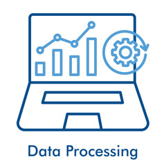 Data Processing Icon. Outline Color Icon Style. Vector Illustration for Machine Learning and Big Data Analytics Concept.