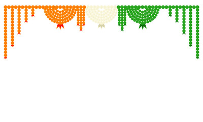 indian republic day marigold flower garland elements different types decoration mala: orenge, green, saffron, celebration, freedom, 26, january, festival, events, invitation, card, floral, vector, png