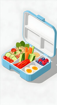 blue lunchbox with healthy food clip art preview