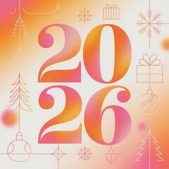 "Happy New Year 2026 – Vibrant Celebration Design with Modern Gradient Colors"