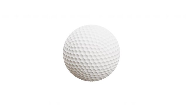 3D animation golf ball sport game white texture dimples suitable for sports advertising, golf-related content, or game design elements