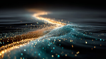 Golden Cosmic Waves | Abstract Space Energy | Glowing Light Waves
