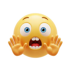 Scared emoji with wide eyes and open mouth isolated on transparent background